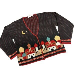 That's Me! Scenic Pictorial Cardigan Sweater Christmas Women’s M